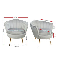 Artiss Armchair Velvet Grey Callista