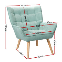 Artiss Armchair Lounge Chair Accent Chairs Sofa Linen Fabric Cushion Seat Blue