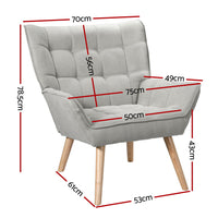 Artiss Armchair Lounge Chair Accent Chairs Sofa Linen Fabric Cushion Seat Grey
