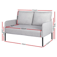 Artiss Armchair 2-Seater Sofa Pillow Linen Grey