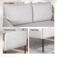 Armchair 2-Seater Sofa Pillow Linen Grey