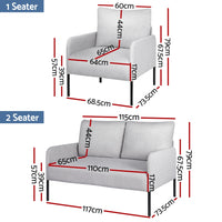 Armchair 4 Seater Sofa Set Pillow Gery Kane