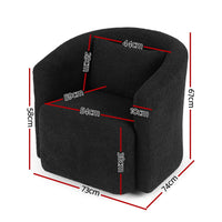 Artiss Round Swivel Armchair Sherpa Fleece Black