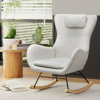 Rocking Chair Armchair Pillow Boucle White