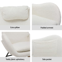 Rocking Chair Armchair Pillow Boucle White