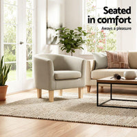 Artiss Armchair Tub Chair Beige Abby