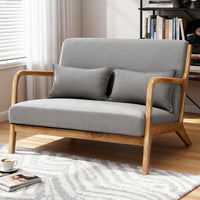 Artiss Armchair 2-seater Loveseat Fabric Grey