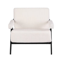 Artiss Compressed Armchair White Corduroy Accent Chair for Small Space