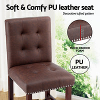Artiss 4x Bar Stools Kitchen Dining Chairs Counter PU Leather Wooden Ada Brown