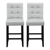 Artiss 2x Bar Stools Kitchen Dining Chairs Counter Fabric Stool Wooden Ada Grey