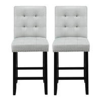 Artiss 2x Bar Stools Kitchen Dining Chairs Counter Fabric Stool Wooden Ada Grey