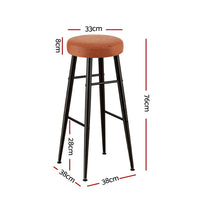Artiss 2x Bar Stools Kitchen Dining Chairs Counter Round PU Leather Lane Brown