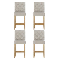 4x Bar Stools Linen Upholstered Chairs