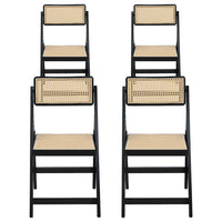 Artiss 4x Dining Chairs Wooden Rattan Foldable Black
