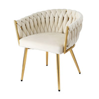 1 Dining Chair Velvet Armchair Beige