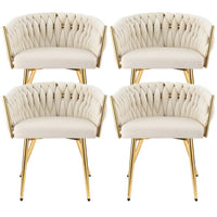 1 Set of 4 Artiss Dining Chairs Velvet Armchair Beige