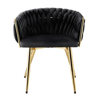 Artiss 1x Dining Chair Armchair Cafe Kitchen Lounge Chairs Velvet Weaving Black