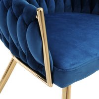 Dining Chair Velvet Weaving Armchair Blue