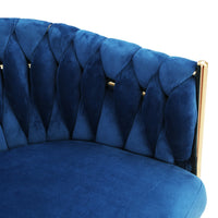 Dining Chair Velvet Weaving Armchair Blue