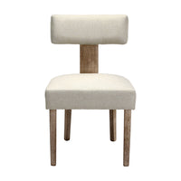 Dining Chairs Set of 2 Linen Fabric Wooden Beige