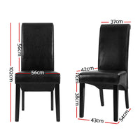 Dining Chairs Set of 2 Leather Parsons Chair Black