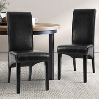 Dining Chairs Set of 2 Leather Parsons Chair Black