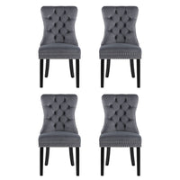 1 Set of 4 Artiss Dining Chairs Grey Velvet