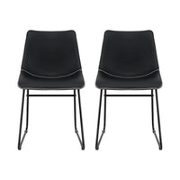 Artiss 2x Dining Chairs Retro PU Leather Kitchen Lounge Cafe Accent Chair Black