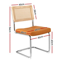 Artiss Dining Chairs Set of 4 PU Leather Rattan Cantilever Brown