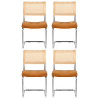 Artiss Dining Chairs Set of 4 PU Leather Rattan Cantilever Brown