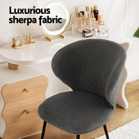 Artiss 4x Dining Chairs Sherpa Boucle Wing Back Grey