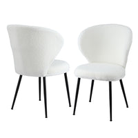 Artiss 2x Dining Chairs Sherpa Boucle Wing Back White