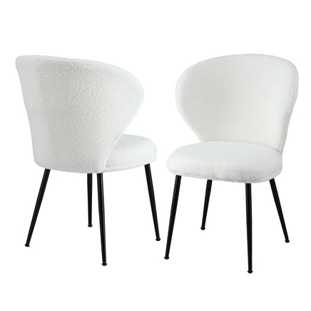 Artiss 2x Dining Chairs Sherpa Boucle Wing Back White