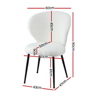 Artiss 2x Dining Chairs Sherpa Boucle Wing Back White