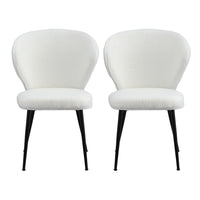 Artiss 2x Dining Chairs Sherpa Boucle Wing Back White
