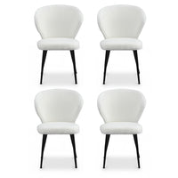 Artiss 4x Dining Chairs Sherpa Boucle Wing Back White