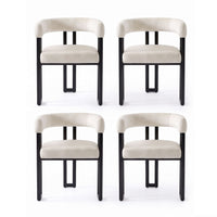 Artiss Dining Chairs Set of 4 Velvet Upholstered Barrel Chairs with Curved Armrests & Back Beige