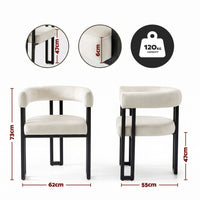 Artiss Dining Chairs Set of 6 Velvet Upholstered Barrel Chairs with Curved Armrests & Back Beige