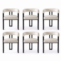 Artiss Dining Chairs Set of 6 Velvet Upholstered Barrel Chairs with Curved Armrests & Back Beige