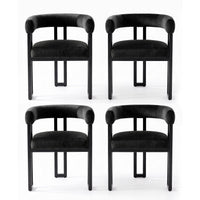 Artiss Dining Chairs Set of 4 Velvet Upholstered Barrel Chairs with Curved Armrests & Back Black