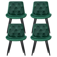 Artiss Dining Chairs Set of 4 Velvet Diamond Tufted Green