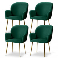 Artiss Dining Chairs Set of 4 Velvet Armchair Green