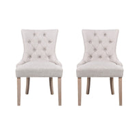 Dining Chairs Set of 2 Linen French Provincial Beige