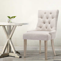 Dining Chairs Set of 2 Linen French Provincial Beige