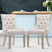 Dining Chairs Set of 2 Linen French Provincial Beige