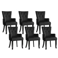 6x Artiss Dining Chairs Velvet French Provincial Armchair Black