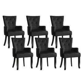 6x Artiss Dining Chairs Velvet French Provincial Armchair Black