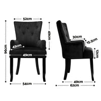 6x Artiss Dining Chairs Velvet French Provincial Armchair Black