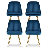 Artiss Dining Chairs Set of 4 Velvet Channel Tufted Blue