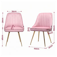 Artiss Dining Chairs Set of 6 Velvet Channel Tufted Pink
